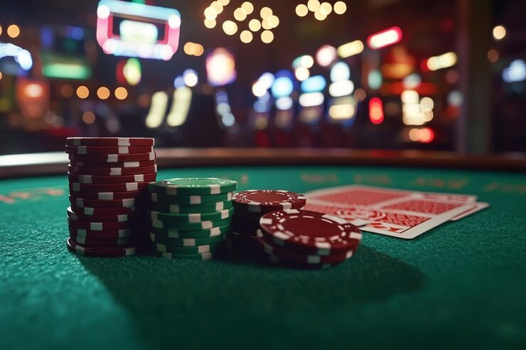 Live dealer blackjack table with multi-camera feed
